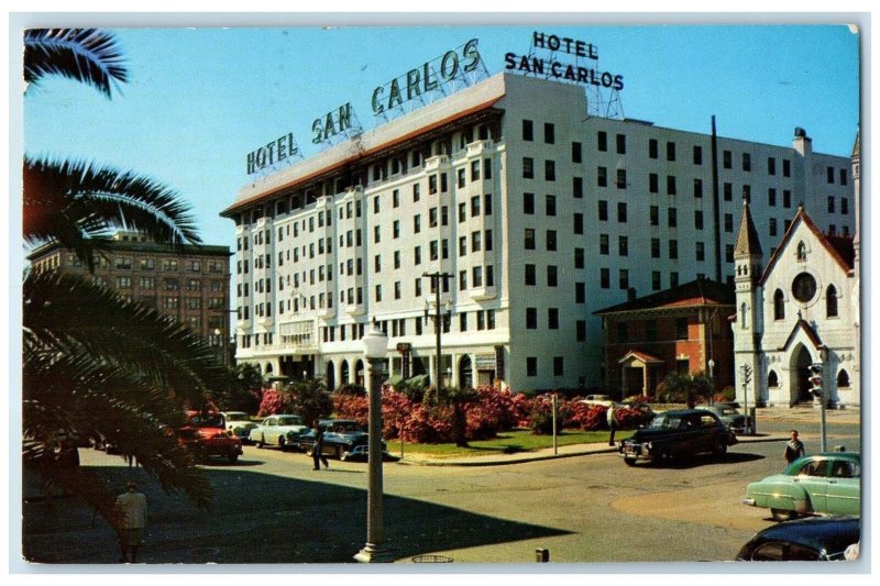 1964 San Carlos Hotel Restaurant Building Classic Car Pensacola Florida Postcard