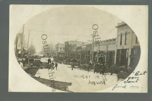 Augusta WISCONSIN RPPC c1910 MAIN STREET Snow nr Eau Claire Osseo Fall Creek