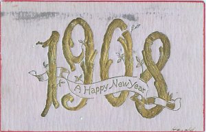 1908 Happy New Year Embossed Rotograph Postcard