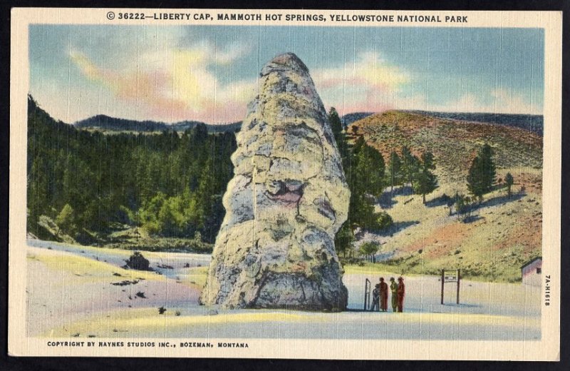 Wyoming Yellowstone National Park Liberty Cap, Mammoth Hot Springs LINEN