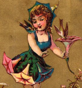 1880s Charles Ottens Candy Maker Confectioner Girls Flower-Dress Lot Of 2 F134