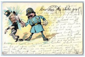 1905 Policeman Baton Slapped Men Grand Rapids Michigan MI Antique Postcard 