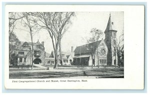 1905 Congregational Church & Manse, Great Barrington, Massachusetts MA Postcard 