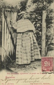 suriname, Native Mestizo Woman in Typical Dress Costumes (1903) Stamp