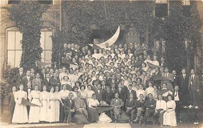 RPPC Crescent Moon College? Students Pennants c1910s Photo Vintage Postcard