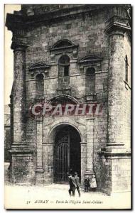 Old Postcard Auray door of the Church of Saint Gildas