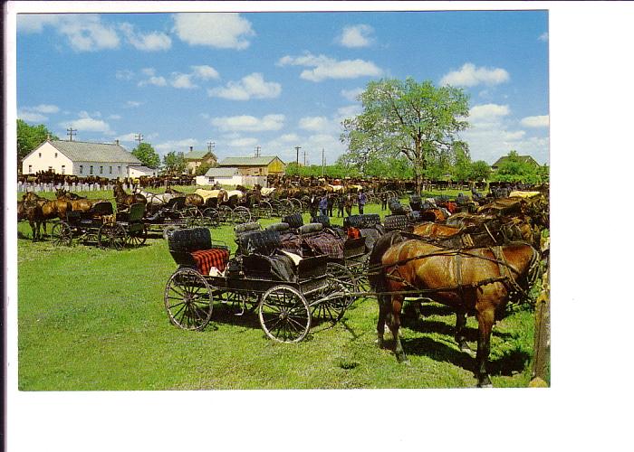 Mennonity Meeting House, Horses and Buggied, Kitchener-Waterloo, Ontario, Pho...