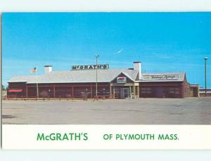 Unused Pre-1980 MCGRATH'S RESTAURANT Plymouth Massachusetts MA v6111@