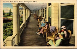 Vtg Swampscott Massachusetts MA New Ocean House Hotel Veranda Postcard