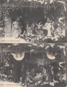 Unit of 2 postcards Christmas holiday greetings collection Margerit-Bremond