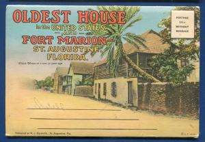 Fort Marion Oldest House St Augustine Florida fl linen postcard