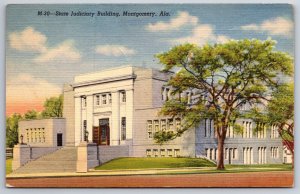 Montgomery Alabama~State Judiciary Bldg Street View~PM 1950~Linen Postcard