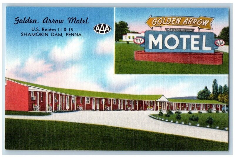 Shamokin Dam Pennsylvania PA Postcard Golden Arrow Motel c1940 Vintage Antique