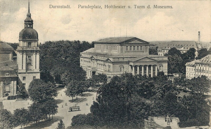 Germany Darmstadt Paradeplatz Hoftheater Vintage Postcard 07.94
