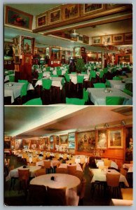 Postcard Baltimore MD c1950s Haussner’s Restaurant Interior Dual View Paintings