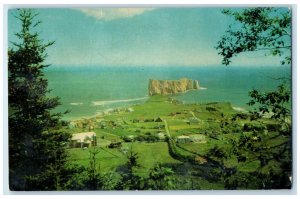 1965 Grand View of Perce Village and the Rock Quebec Canada Postcard