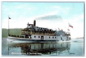 St. Joe River Idaho ID Postcard Bound For Shadowy Paddle Wheel Ship c1910's