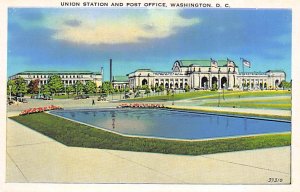 Post Office, Union Station and Plaza Washington D.C. Train Unused 