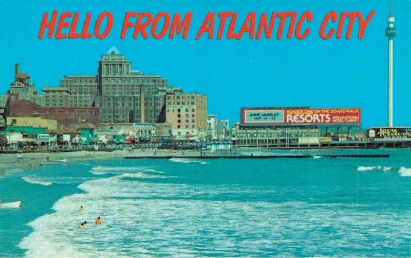 USA Hello From Atlantic City New Jersey Vintage Postcard 07.46