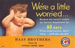 Jackson Center Ohio Haas Brothers Sad Child Antique Postcard K80189