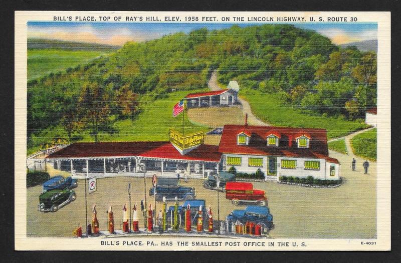 Bills Place Top of Rays Hill Lincoln Highway PA Used c1953