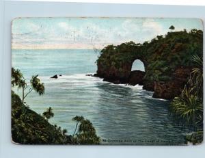 Postcard HI Onomea Arch on Coast 1908 Island Curio Co Jas Steiner C01