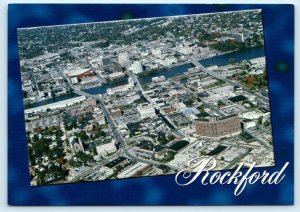 ROCKFORD, Illinois IL ~ Aerial View DOWNTOWN Winnebago County 4x6 Postcard