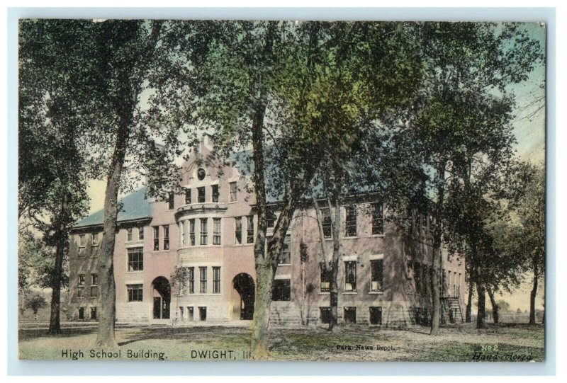 1911 High School Building Dwight Illinois IL Antique Posted Postcard