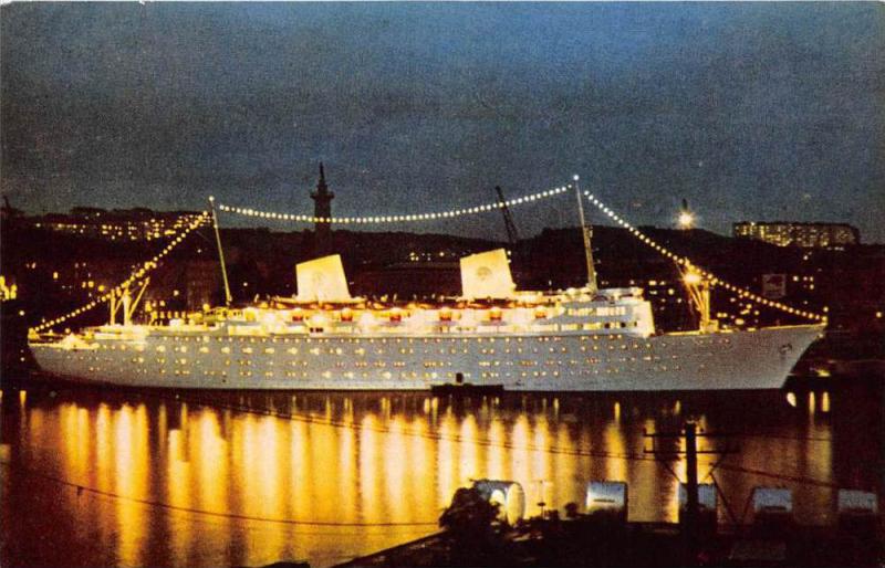 M.S. Gripsholm, Swedish American Line  Lighted at Night