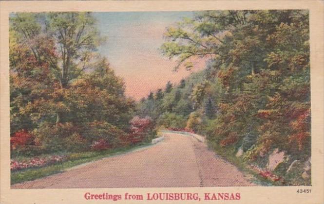 Kansas Greetings From Louisburg 1948