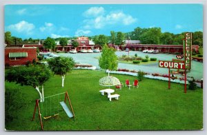 Bowling Green KY~Colletdale Court~Playground Swings & Slide~Vintage Postcard