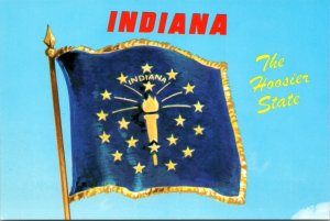 Postcard IN - Indiana - The Hoosier State - state flag