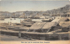 SINGAPORE c1910 Postcard Boat Quay and its Prosperous State