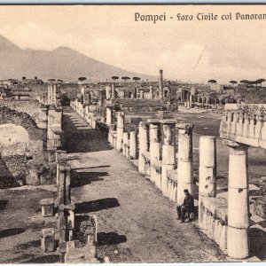 c1910s Pompei Civil Forum Panorama Mt. Vesuvius Ancient Ruins Litho Photo A150