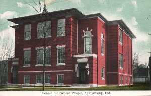 VINTAGE POSTCARD RED BRICK SCHOOL FOR COLORED PEOPLE NEW ALBANY INDIANA c.1910