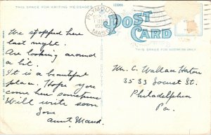 National Monument Forefathers Plymouth Massachusetts Cancel Postcard WOB Note 