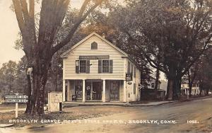 Brooklyn CT Grange Mott's Store & Post Office Dirt Street Real Photo Postcard 