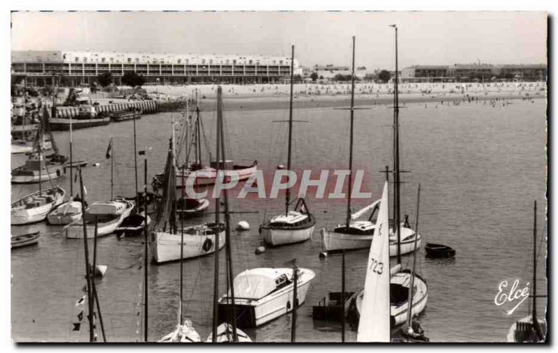 Old Postcard Royan The Beach and the Waterfront Boat