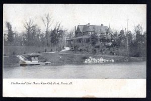 Illinois PEORIA Glen Oak Park Pavilion and Boat House pm1909 Divided Back