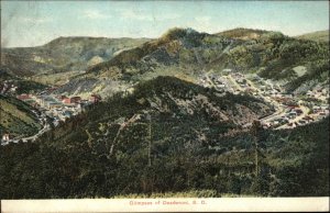 Deadwood South Dakota SD Bird's Eye View Mountains c1910 Vintage Postcard