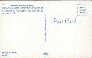 1962 Harrisonburg VA Sunnyside Presbyterian Home for the Aging Postcard ET