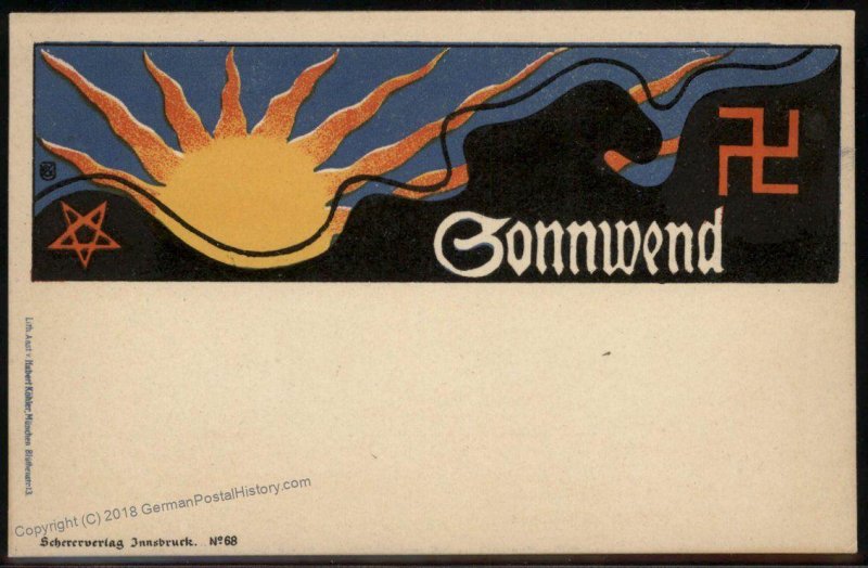 Austria early 1900s Winter Solstice Sonnwendfeier Pagan Festival Card Sche 94731