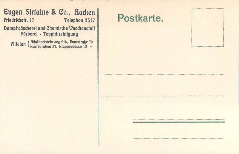 Dutch drawn folk types unit of 2 postcards advertising Eugen Sirtaine, Aachen