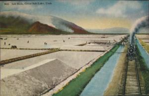 Great Salt Lake UT Salt Beds c1910 Postcard