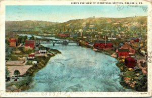 Postcard PA Franklin Bird's Eye View of Industrial Section Factories 1927 M12