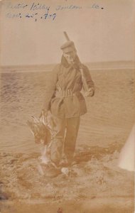 Hunter with Rifle Real Photo Vintage Postcard AA41457