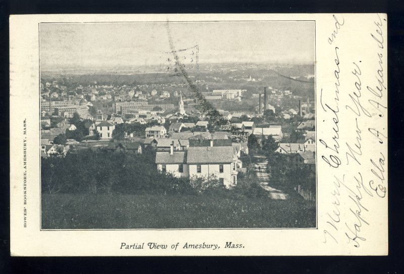 Amesbury, Massachusetts/MA/Mass Postcard, Partial View, 1904!