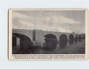 Postcard Stone Arch Bridge Over The Connecticut River At Hartford, Connecticut