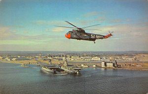 US Navy Helicopter Over Quonset Naval Air Station Rhode Island postcard