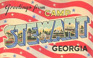 Camp Stewart Army Large Letters Linen Georgia Postcard